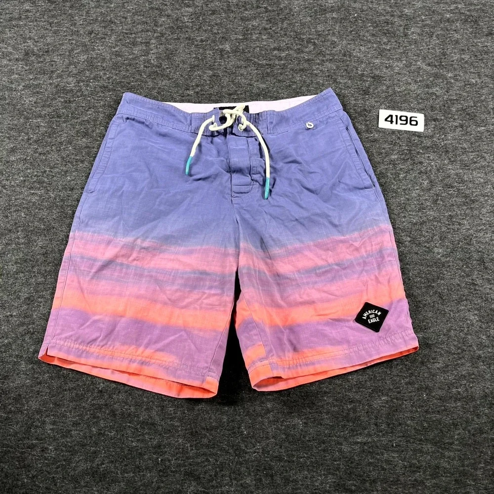 American Eagle Outfitters Board Shorts Men Small Multi Sunset Gradient Colorways